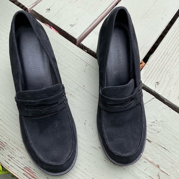 Sun Stone Maycee Lug Sole Loafers Chunky Heels Vegan Loafers Women Size 10 - Picture 5 of 10